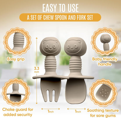 4pc Silicone Baby Spoons Self Feeding Baby Utensils 6-12 Months - 3 Baby Spoon - 1 Baby Fork