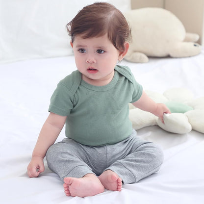 Baby Bodysuit and Pant Set Summer Ribbed Mix Match Infant Boy Girl Clothes Outfits