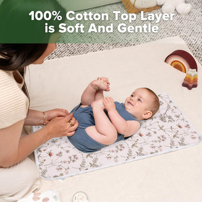 haakaa Waterproof Changing Pad Liners, 100% Cotton, Soft & Breathable (2pcs, 13" x 27.5" Honey