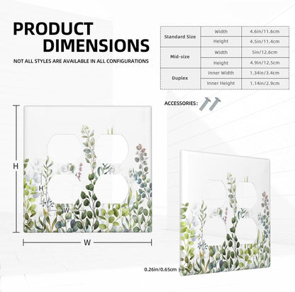 Green Eucalyptus Leaf Plant Herbs Springnature Outlet Covers 2 Gang Double Duplex Decorative Light