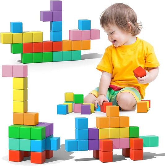 Magnetic Blocks, 56 Pieces 1.34 inch Large Magnetic Building Blocks, 3D Magnetic Cubes for