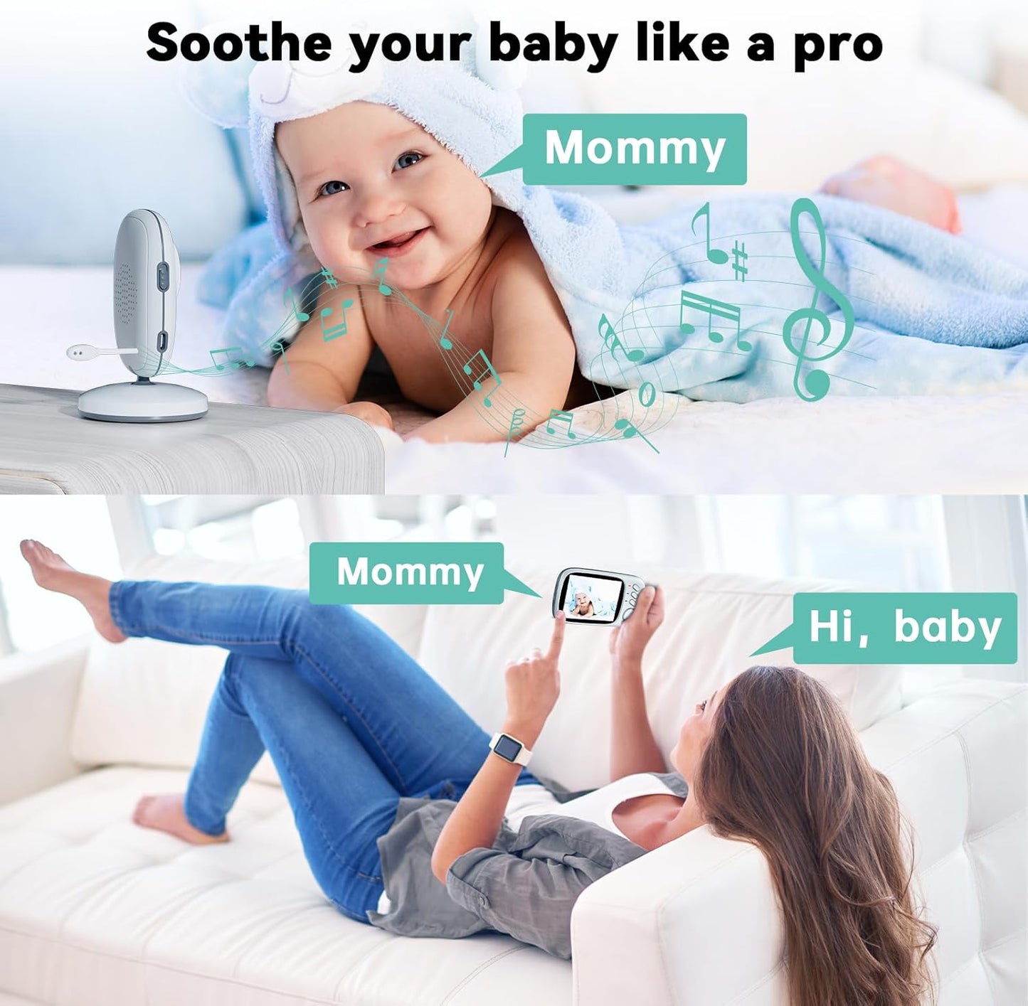 No WiFi Baby Monitor with Camera and Audio,Lag-Free Connection,Plug & Play,IPS Screen,HD