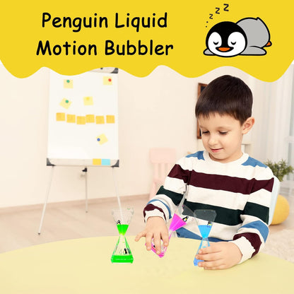 Liquid Motion Bubbler,3 Pack Diamond Shaped Penguin Liquid Timer for Sensory Play,Fidget Toy Stress