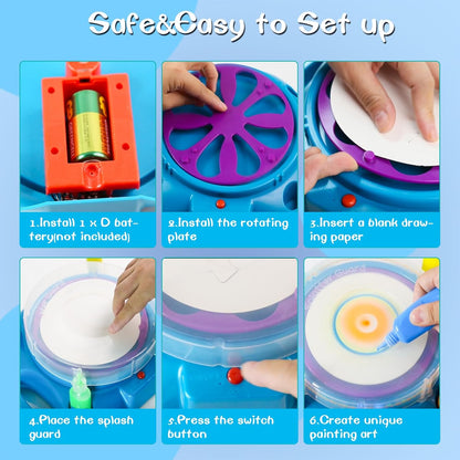Spin Art Machine Variable Speed, Battery Operated Spinner - Paint Spinner with Splatter Guard