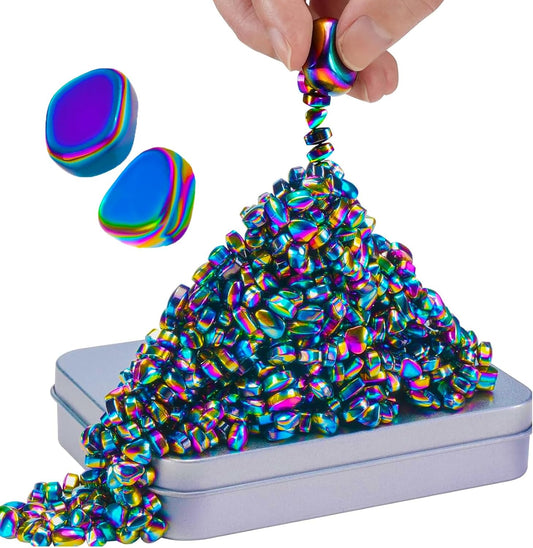 Magnetic Balls Over 600 PCS Mini Rainbow Magnetic Putty, with 2 Big Smooth Magnetic Beads, Fidget