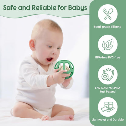 MCGMITT Baby Montessori Sensory Toys for 0-6 6-12 Months, Easy Grasp Food Grade Stretchy Silicone