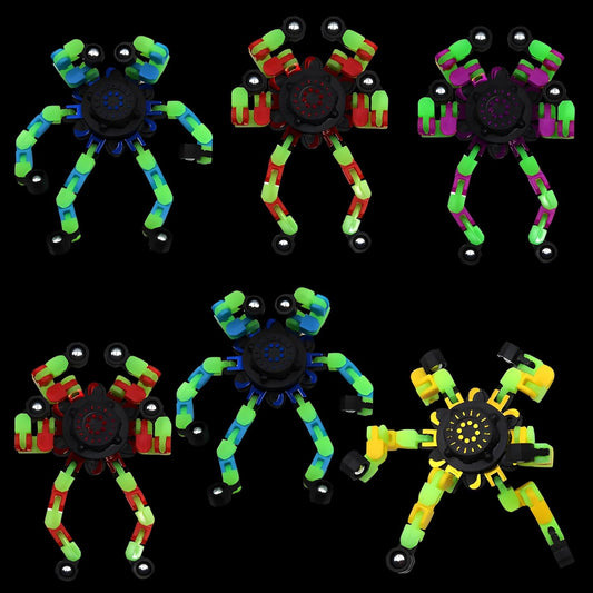 Fidget Spinners, DIY Transformable Chain Robot Finger Spinner, Glow in The Dark Deformable Creative