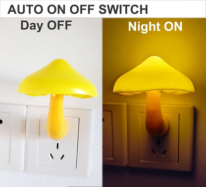 AUSAYE 3 Pack Sensor LED Mushroom Night Light Plug in Lamp Cute Night Lights for Adults Kids