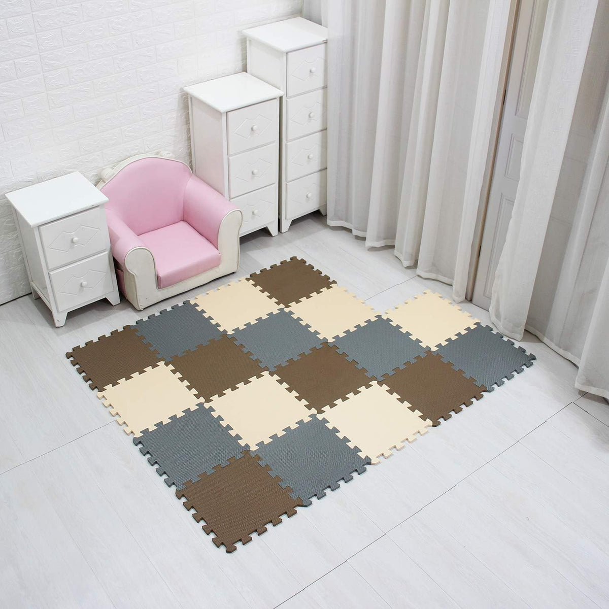 MQIAOHAM® 18 Pieces Puzzle Play Mats, Soft Baby Play Mat, Kids Interlocking Foam Floor Tiles