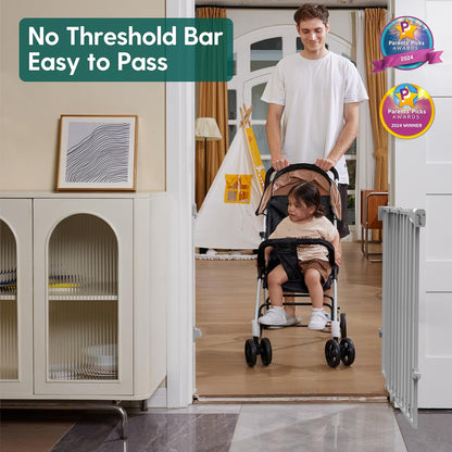 Babelio 34" Extra Tall Baby/Dog Gate with No Threshold Design Walk Thru Door, 26-43" Auto Close