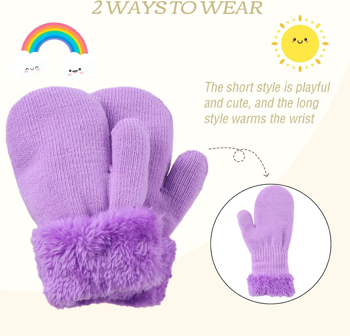PESAAT Baby Girl Mittens Fleece Toddler Boy Mittens Warm Kids Winter Gloves Unisex Cold Weather