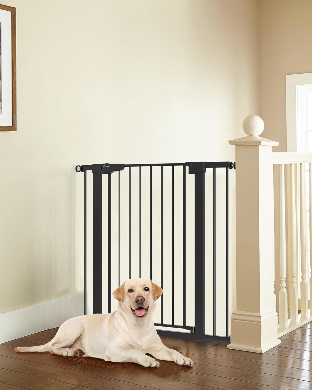 Cumbor 36" Extra Tall Baby Gate for Dogs and Kids with Wide 2-Way Door, 29.7-40.6" Width, and Auto