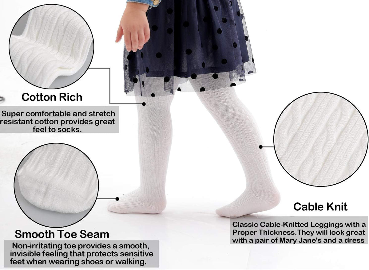 EPEIUS Baby Girl Tights Thick Cable Knit Leggings Stockings Cotton Pantyhose for Newborn Infant