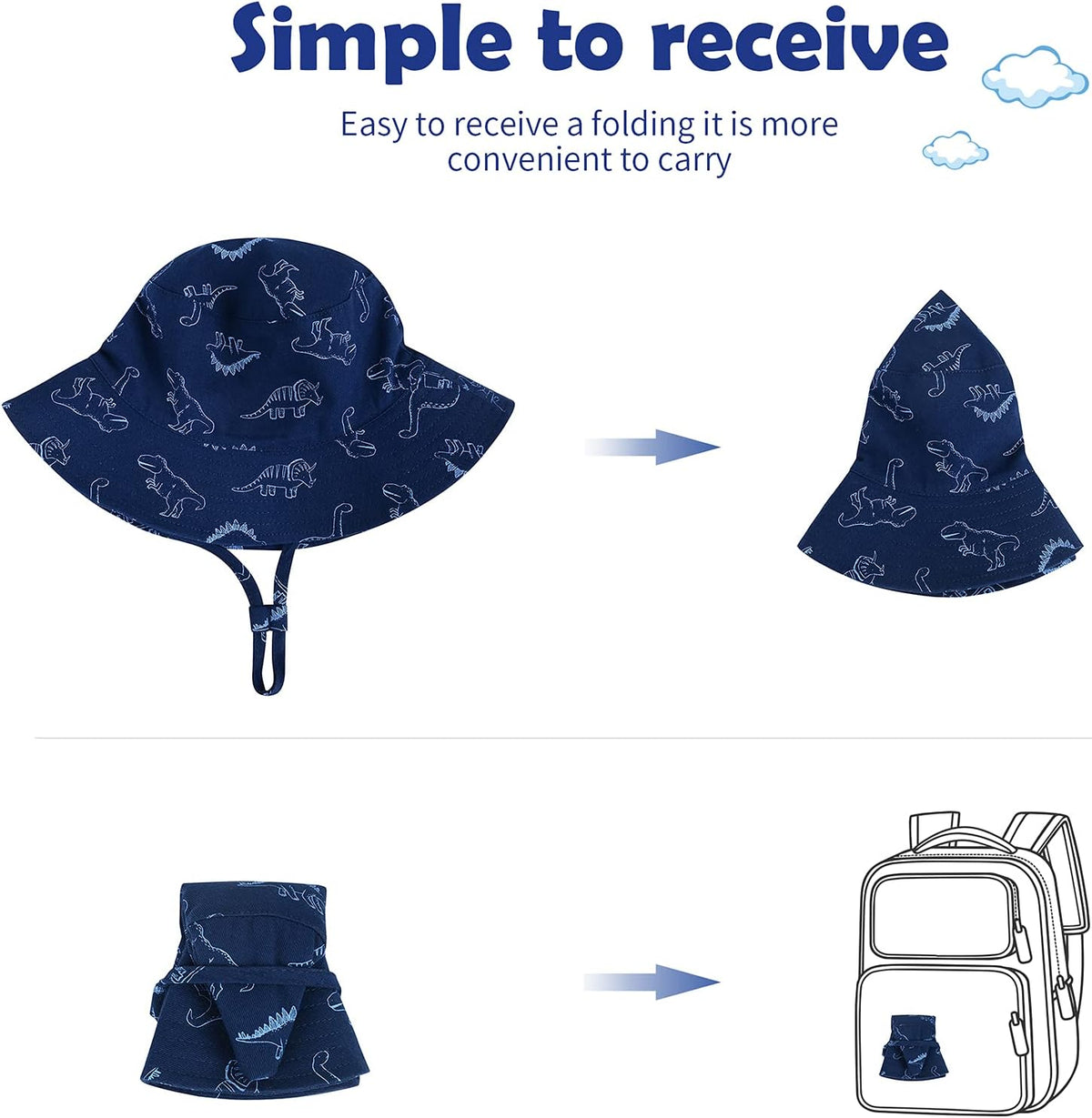 Durio Baby Bucket Sun Hat Toddler Hats Summer Beach Hat UPF 50+ Sun Protection Bucket Hats for Kids