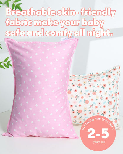 ALVABABY Toddler Pillowcases Fits 14x20in,13x18in Kids Cotton Baby 2 Packs Envelope Kids Pillow