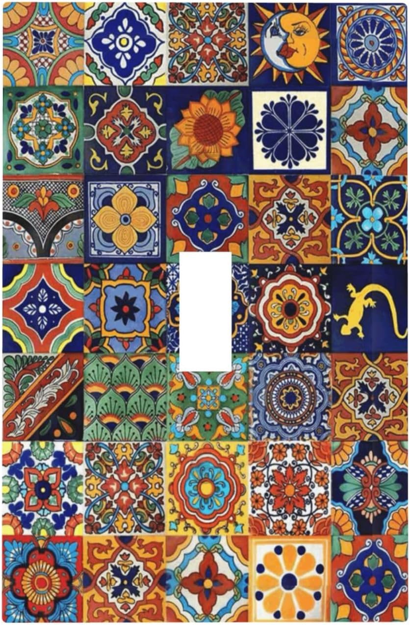 Talavera Mexican Tiles Traditional Color Decoration Print Decorative Light Switch Cover 1 Gang
