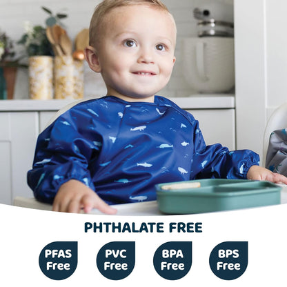 Tiny Twinkle Mess Proof Baby Bib,Waterproof Smock Baby Bib for Eating,Machine Washable Long Sleeve