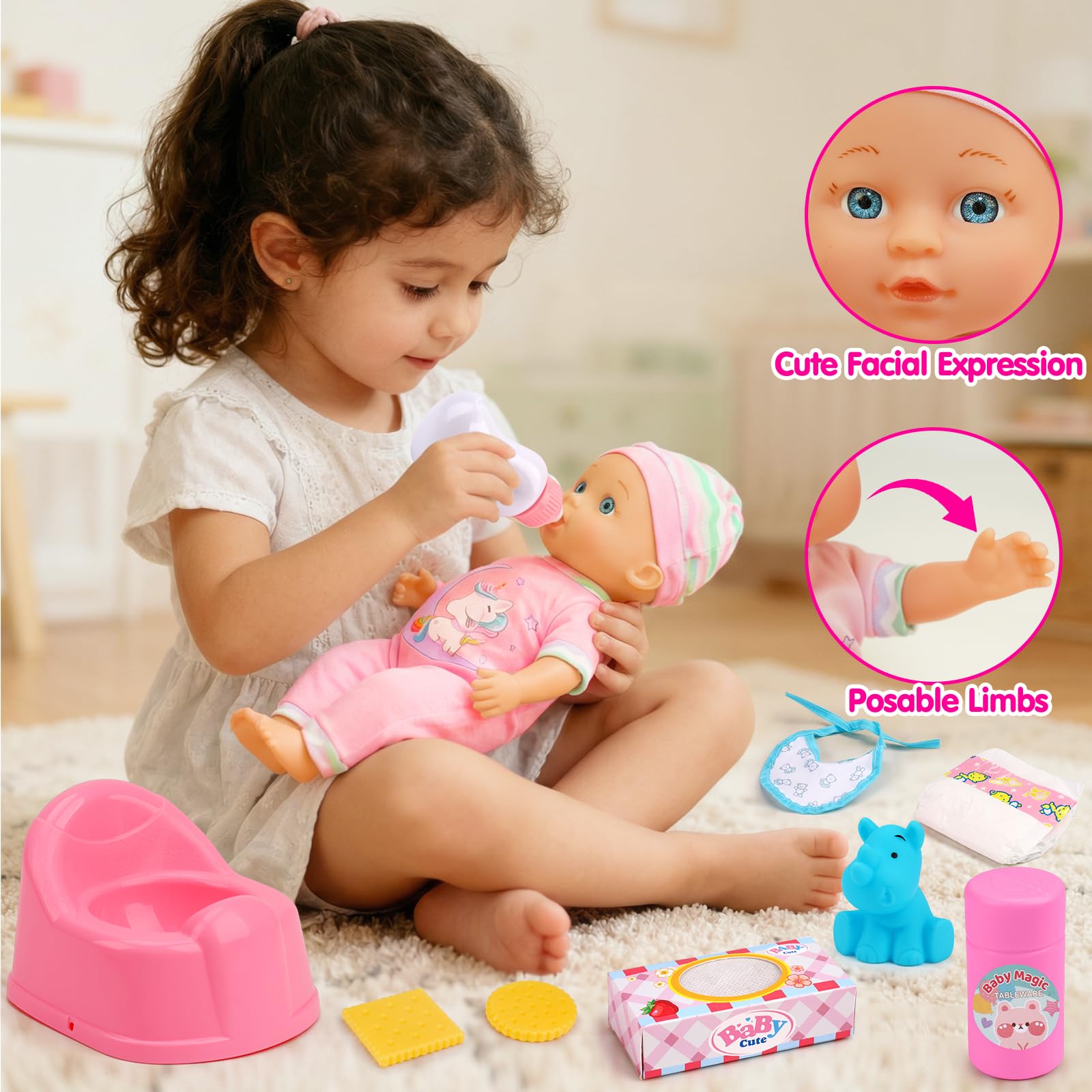 Qirptey Baby Doll Stroller Set Toys for Girls Toddlers 3-5 4-6 5-7