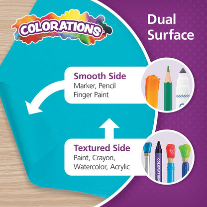 Colorations Arts and Crafts Paper Roll - 36" x 1000', Aqua, Dual Surface, Markers, Finger Paints