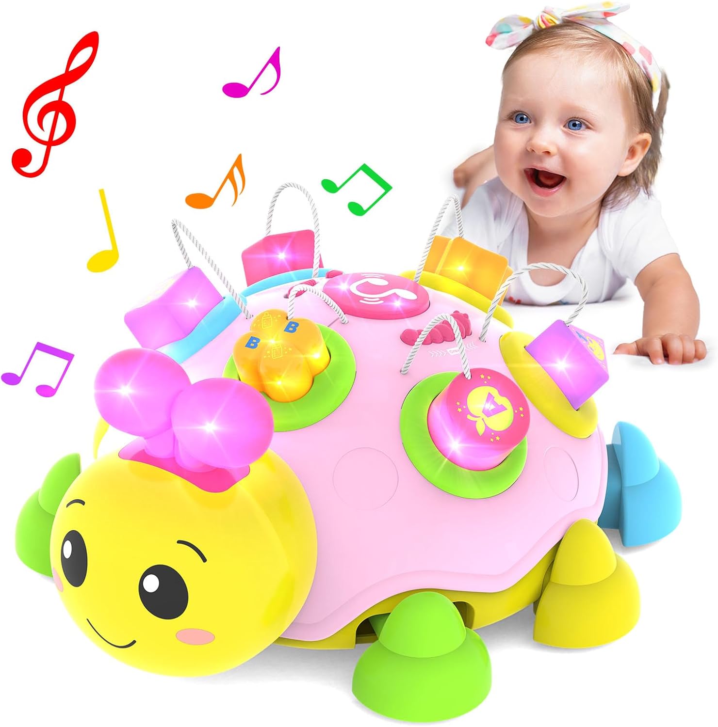 Baby Crawling Toys 6-12 Months,Musical Ladybug Crawling Toy for Infants 0-3-6 7 8 9 10 12-18