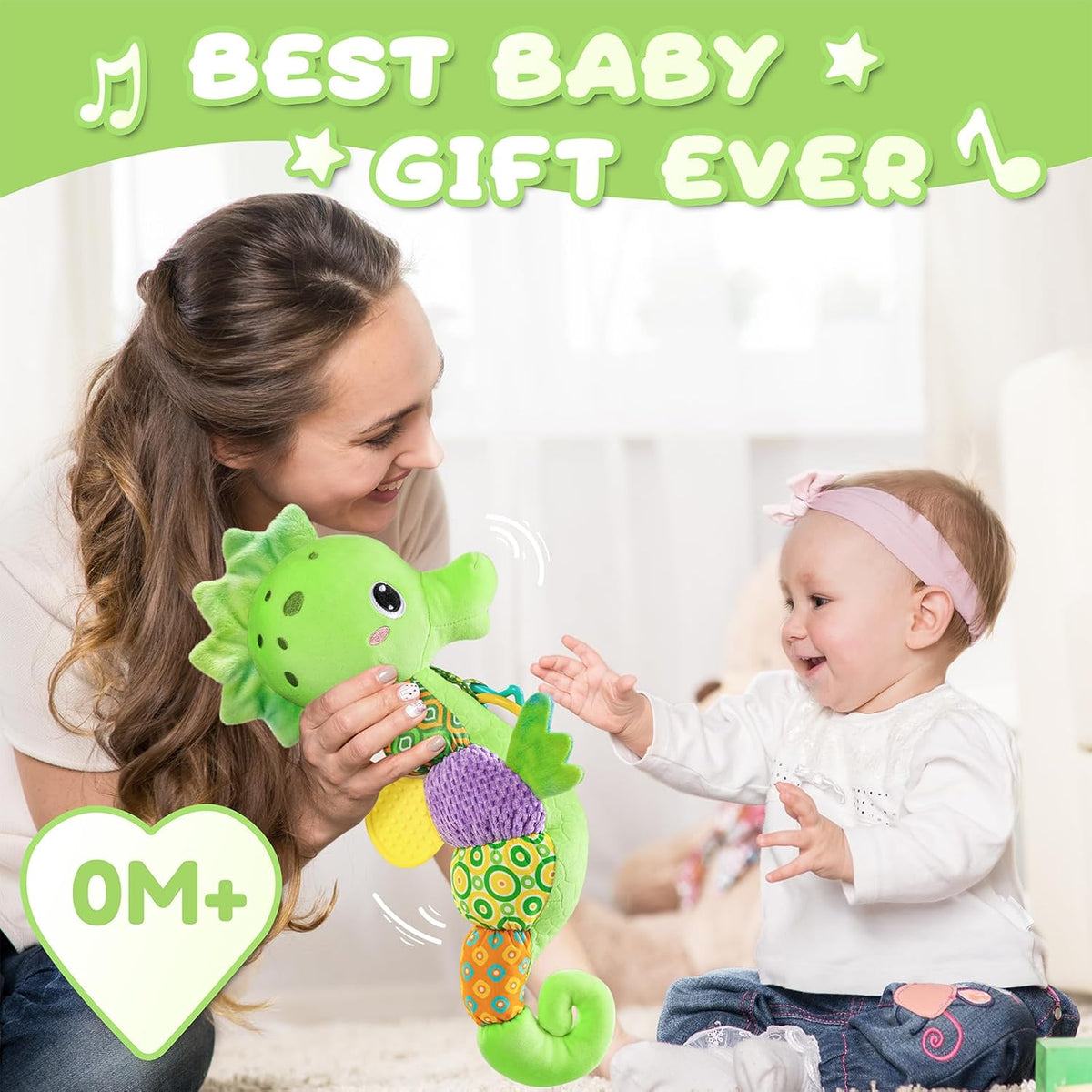 Baby Toys 0 to 12 Months, Musical Stuffed Animal Activity Soft Toys with Multi-Sensory Crinkle