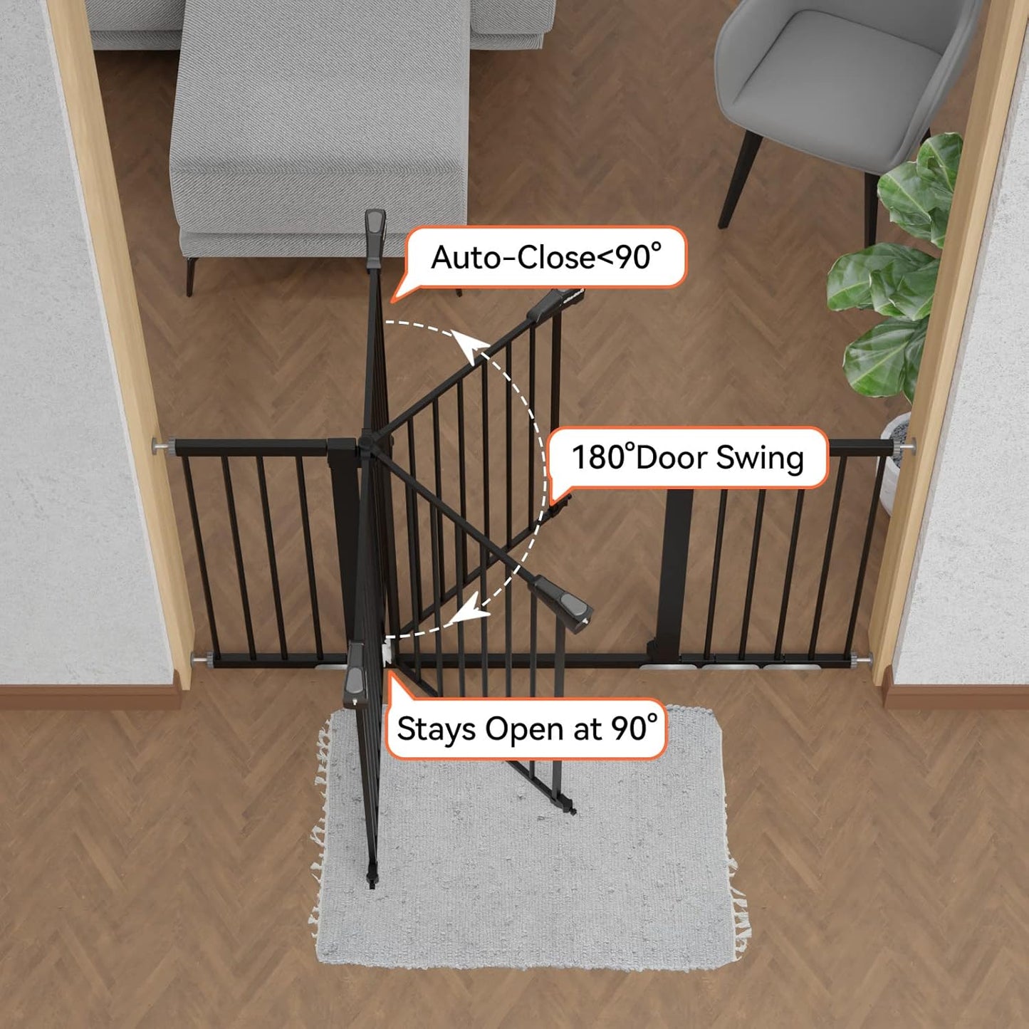 BABELIO Extra Wide Baby/Dog Gate, 29-55" Auto Clos for The House and Doorway, Safety Pressure