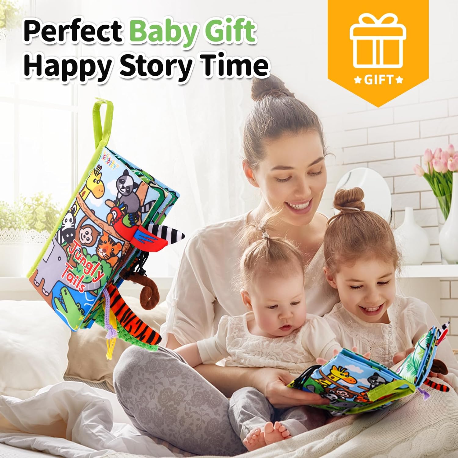 Jollybaby Crinkle Books for Babies, Sensory Soft Touch and Feel Baby Toys for 0-6 Months Infants