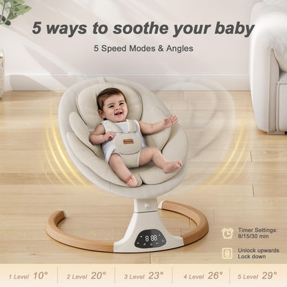 Monamii Baby Swings for Infants, Bluetooth Infant Swing with Music Speaker
