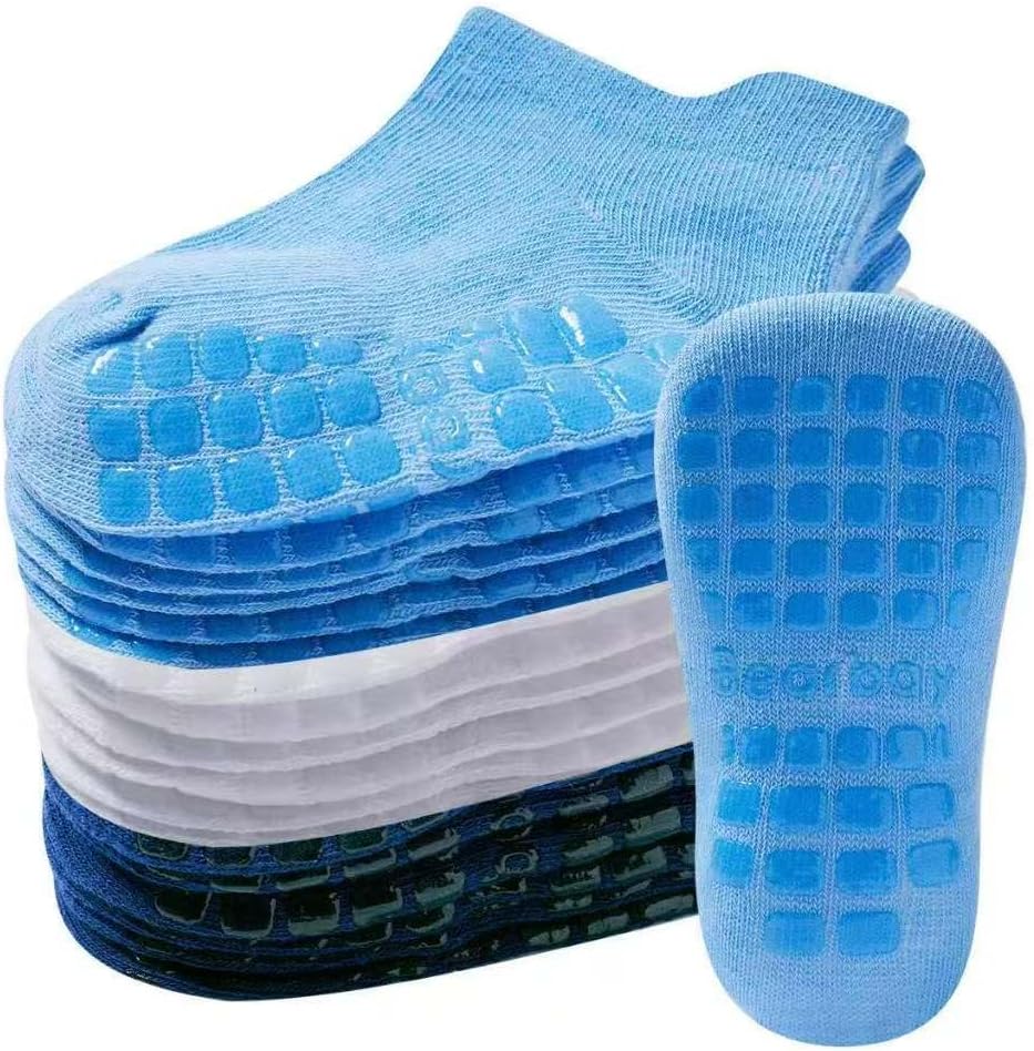 Baby Non Slip Ankle Socks with Grippers for 0 Months-7 Years Old Walking Socks