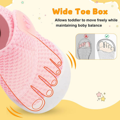 FEETCITY Baby First Walking Shoes Wide Baby Shoes Infant Sneakers Newborn Crib Shoe Barefoot