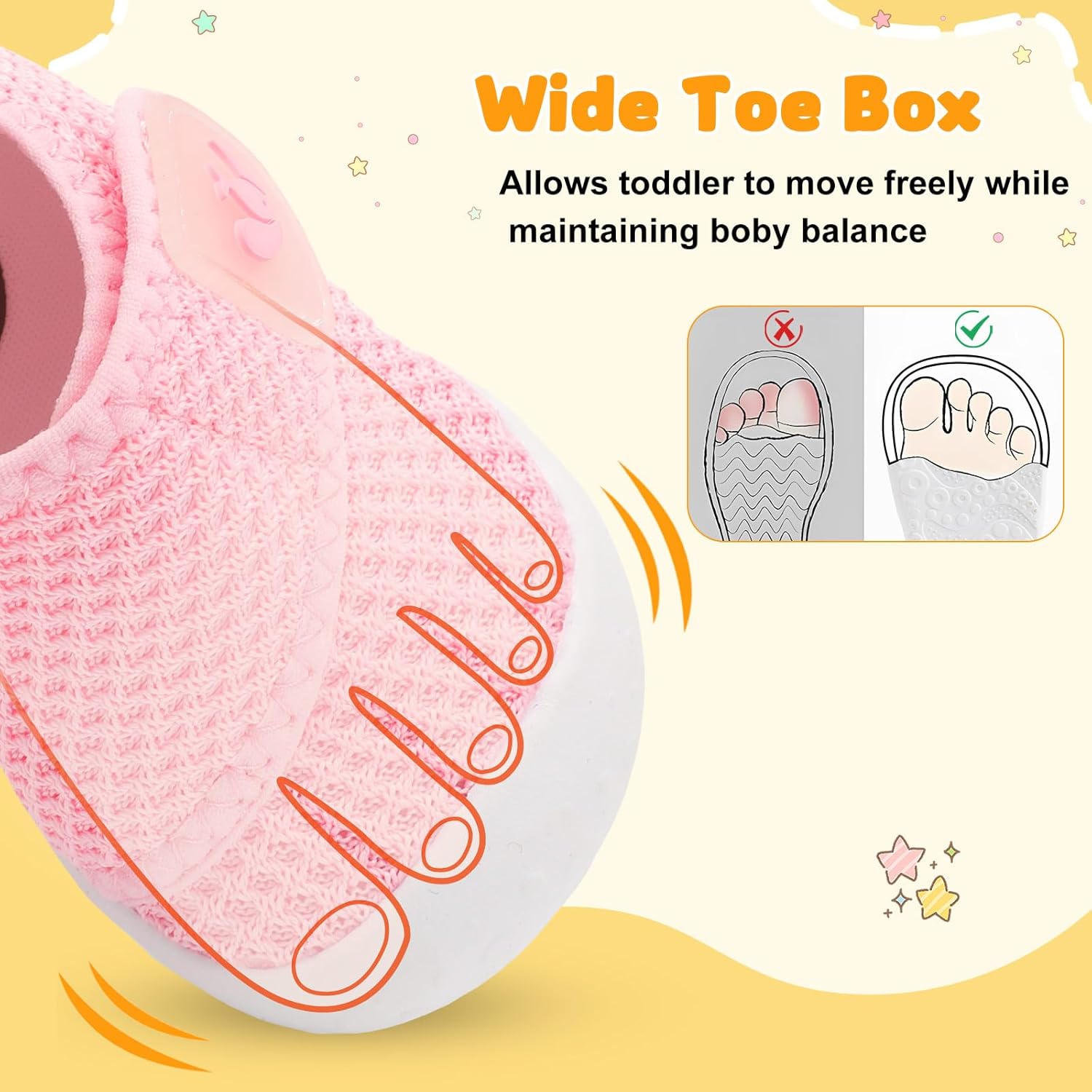 FEETCITY Baby First Walking Shoes Wide Baby Shoes Infant Sneakers Newborn Crib Shoe Barefoot