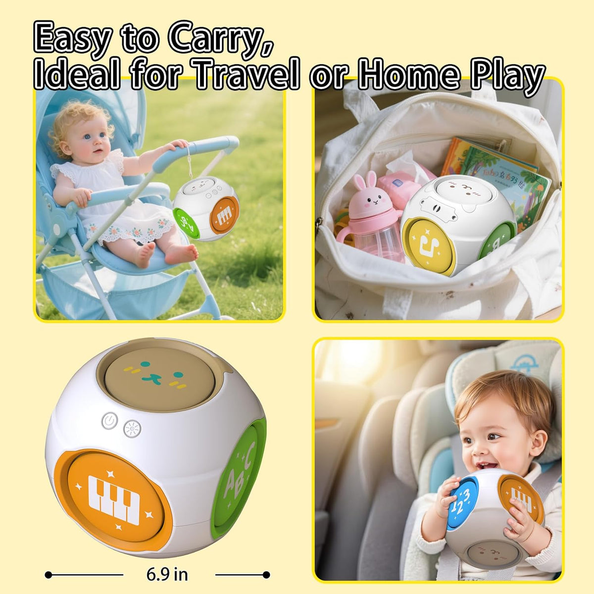 Bilingual Educational Baby Toy - Musical Learning Cube Baby Sensory Cube 6-in-1 with Lights Music