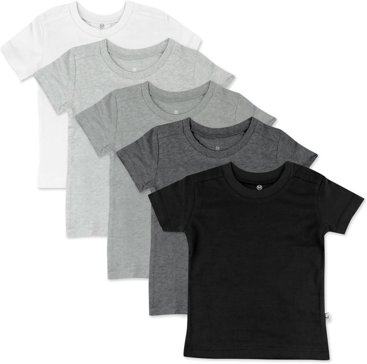 HonestBaby 5-Pack Short Sleeve T-Shirts 100% Organic Cotton Baby, Toddler, Little Kid, Boy, Girl