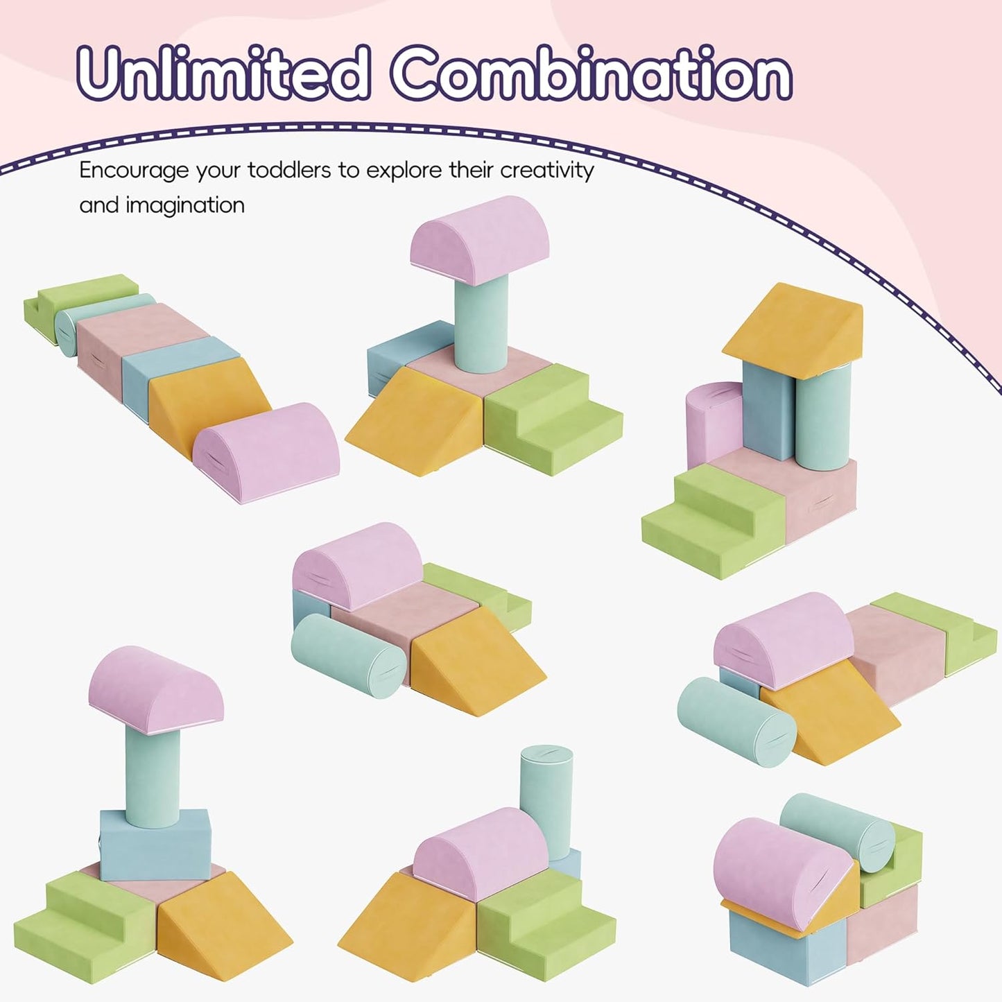 6 Piece Foam Climbing Blocks for Toddlers, Baby Climbing Gym with Ultra High Density Foam for