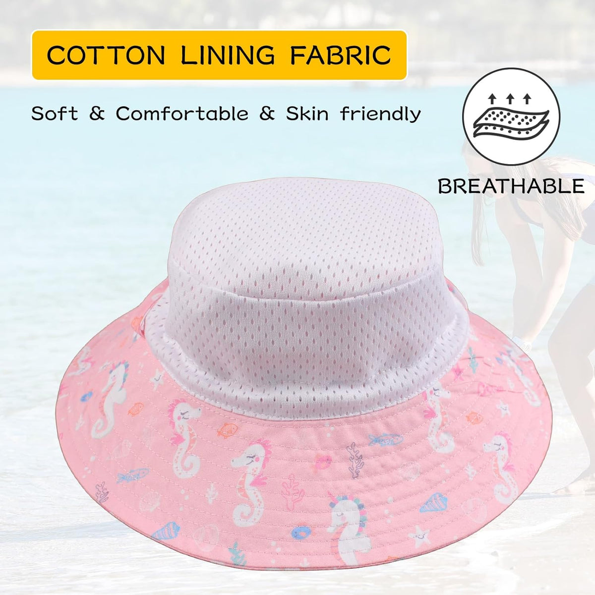 Peecabe Summer Baby Sun Hat for Boys Girls UPF 50+ Wide Brim Toddle Bucket Hat Adjustable Baby