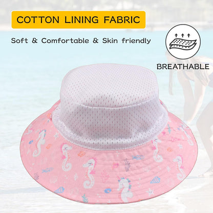 Peecabe Summer Baby Sun Hat for Boys Girls UPF 50+ Wide Brim Toddle Bucket Hat Adjustable Baby