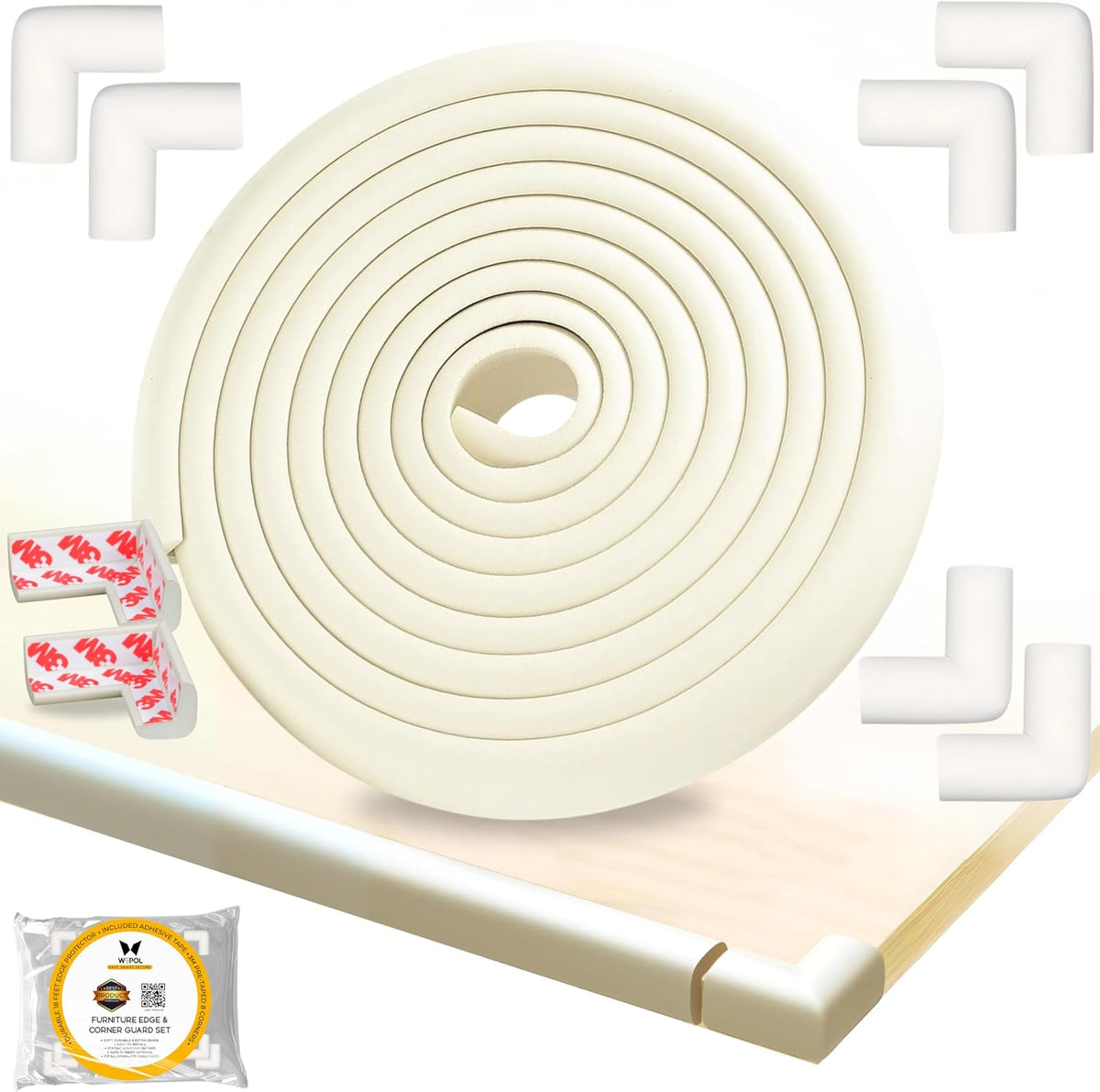 Table Edge Protector for Baby Proofing (18ft Edge+8 Corners) Baby Proof Corners and Edges Guard