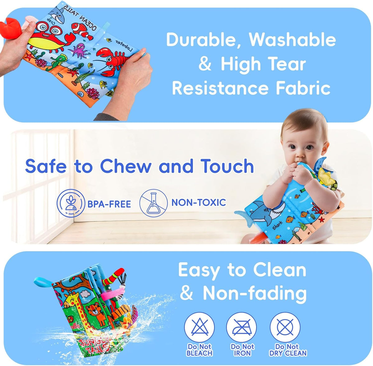 2PCS Baby Books 0-6 Months Tummy Time Infant Toys 0-3 Months High Contrast Baby Sensory Toys 3-6
