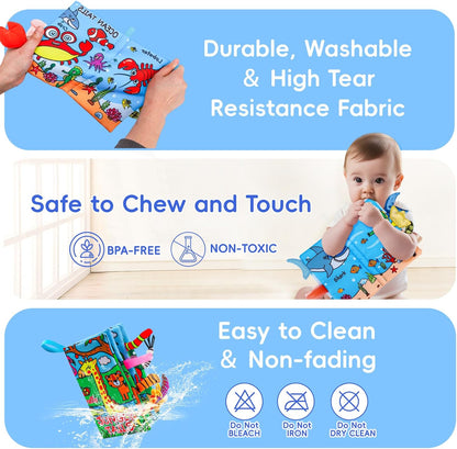 2PCS Baby Books 0-6 Months Tummy Time Infant Toys 0-3 Months High Contrast Baby Sensory Toys 3-6
