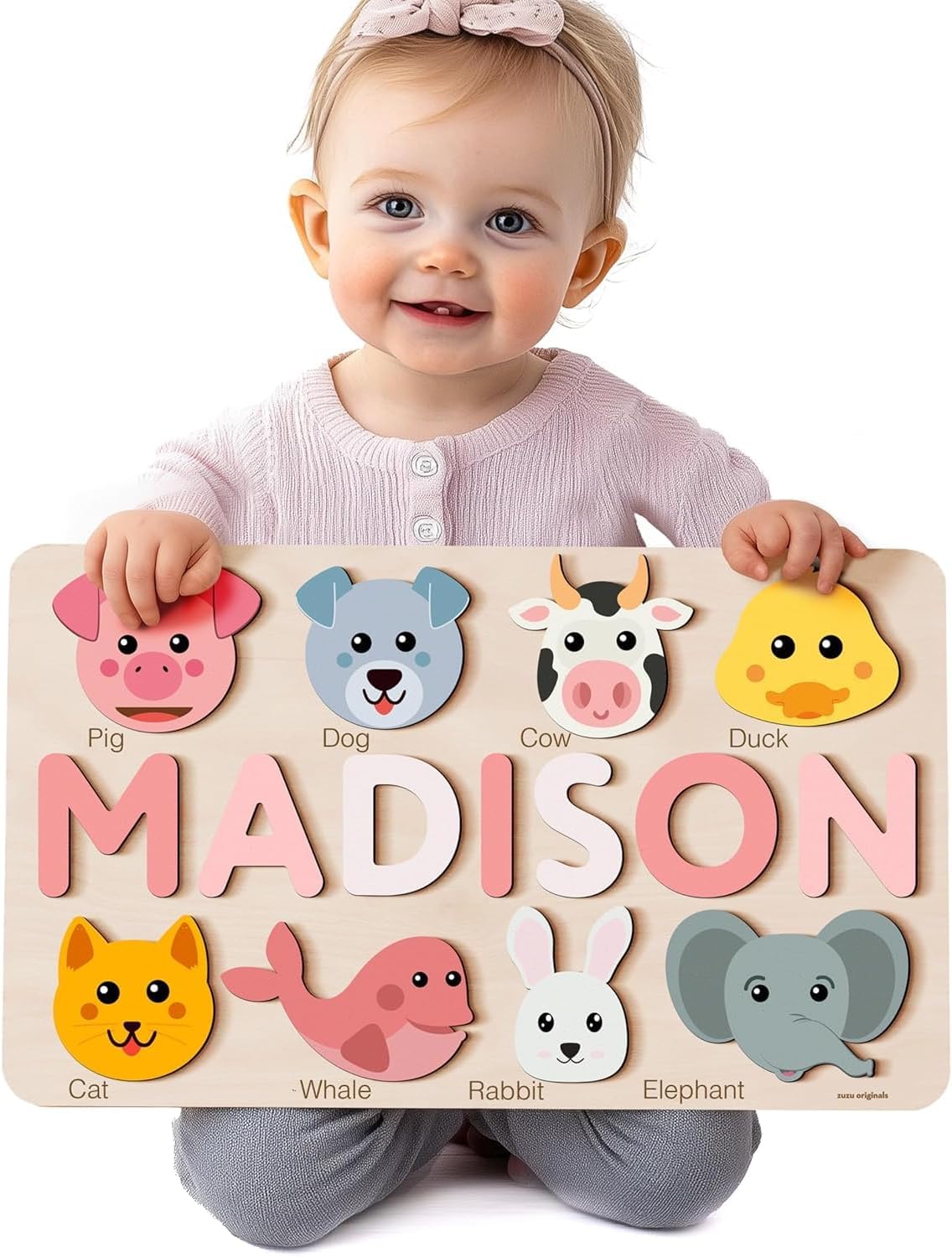 Personalize Name Puzzle for Toddler with Animal, Baby Gift for Girl and Boy 0 1 2 3 Year Old