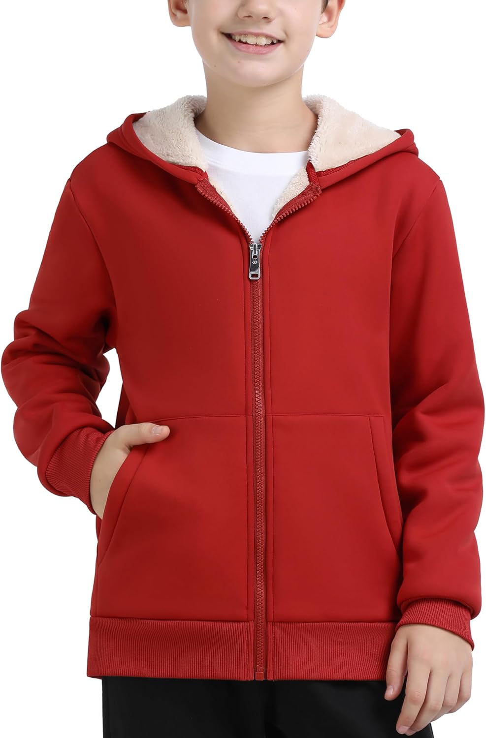 MoFiz Kids Fleece Jackets Sherpa Lined Hoodie Jacket Hooded Zip up Sweatshirt Coats for Boys Girls