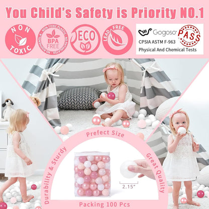 GOGOSO Ball Pits Balls for Toddlers Pack of 50 100 200 Plastics Shape Ball Non-Phthalate Non-BPA