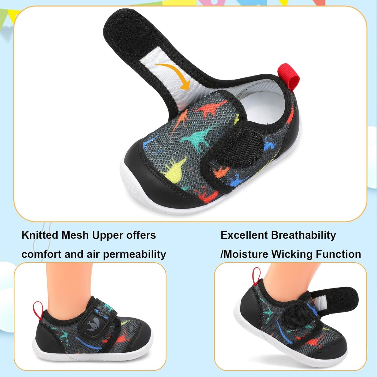 FEETCITY Baby First Walking Shoes Boys Girls Infant Sneakers Crib Shoes Breathable Lightweight Slip