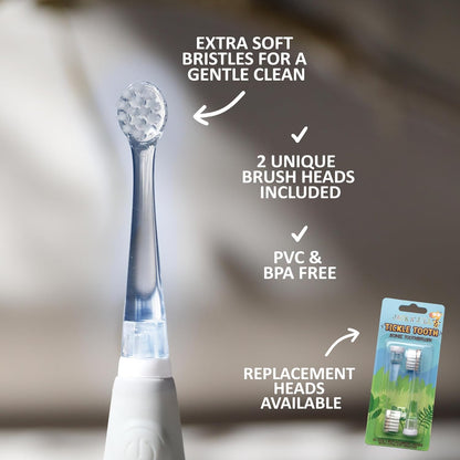 Jack N' Jill Tickle Tooth Toddler Electric Toothbrush with Replacement Head - Gentle Cleaning, Made