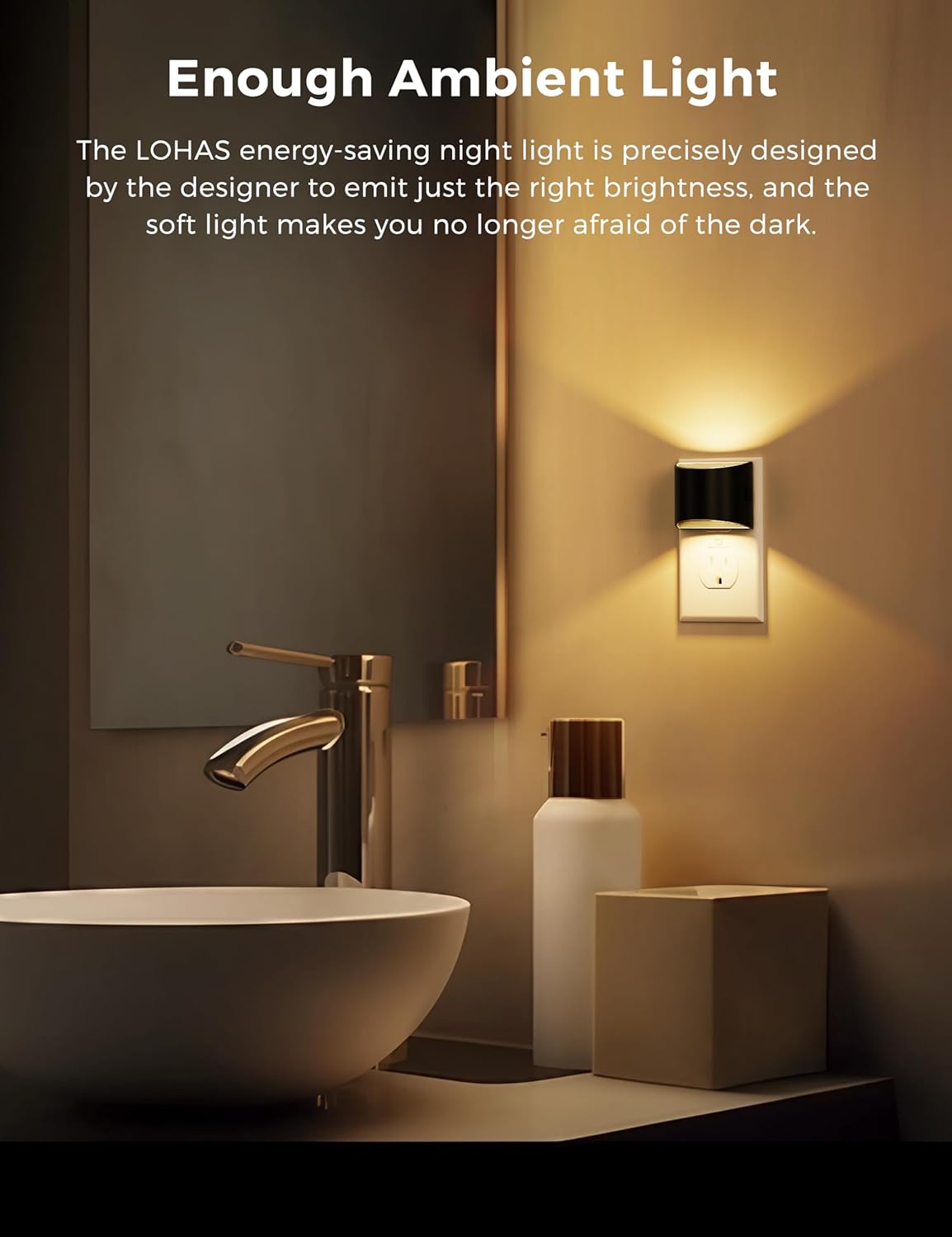 L LOHAS LED Night Lights Plug into Wall 2 Pack, Dusk to Dawn Sensor Nightlight, Brightness