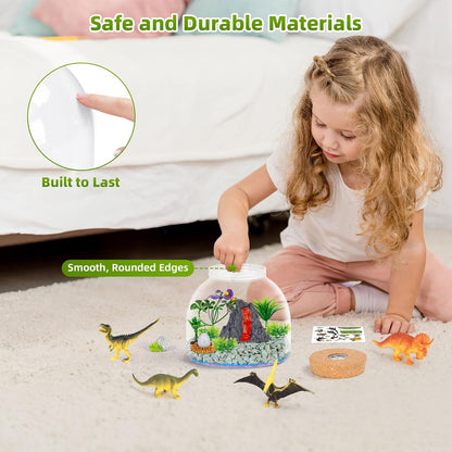 Dinosaur Light Up Terrarium for Boys – DIY Prehistoric Garden with LED | STEM Toy & Craft Gift for
