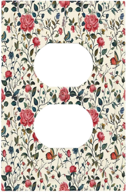 Outlet Covers Vintage Flowers Rose Leaf Bird Butterfly 1 Gang Duplex Wall Plate Decorative Switch