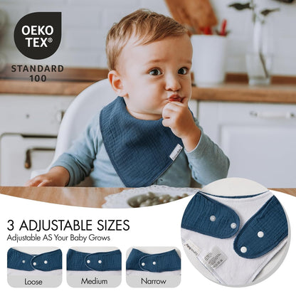 Muslin Baby Bibs for Boys Girls,10 Pack Super Absorbent Baby Bandana Drool Bibs Set for Teething
