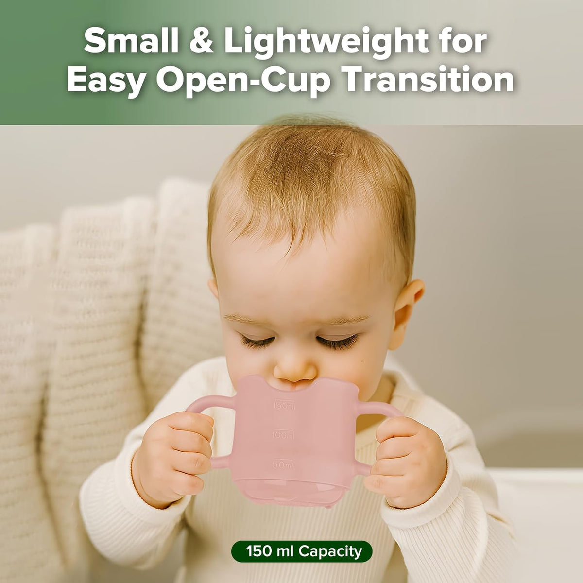 haakaa Silicone Toddler Cups, BPA Free Drop-Proof Training Cups for Baby 6 Months+, 5 Ounce (Blush)