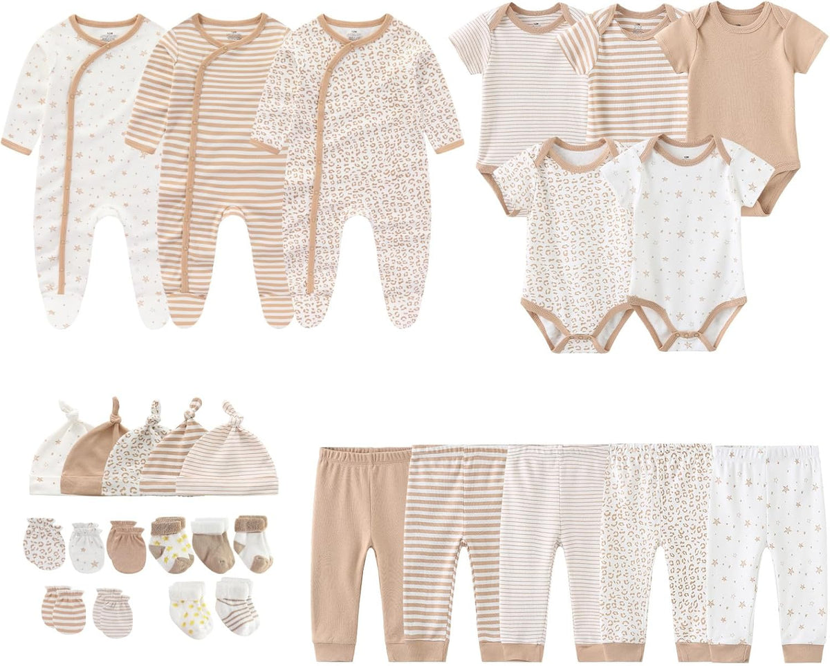 Newborn Layette Gift Set 27-Piece Baby Girl Clothes Bodysuits, Pants Essentials and Accessories